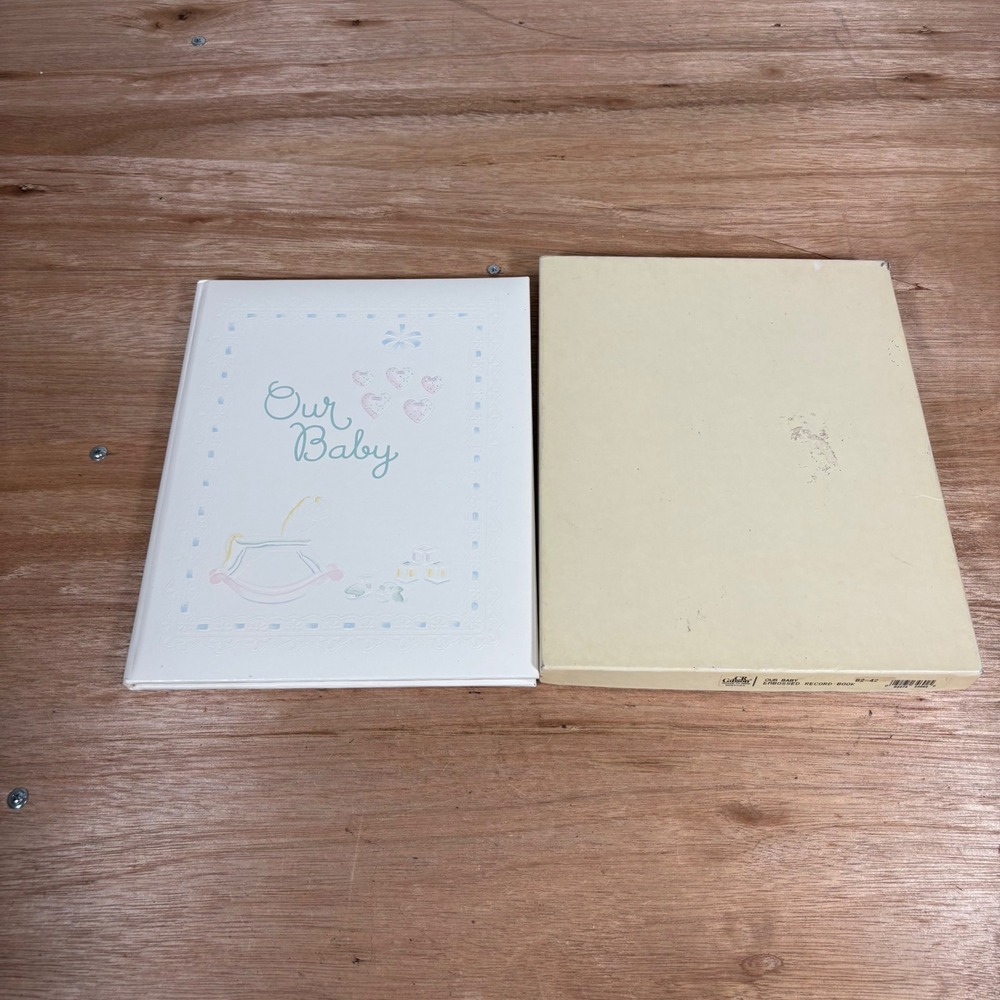 CR Gibson Our Baby Embossed Record Book White B2-42 Vintage Keepsake Memory Book